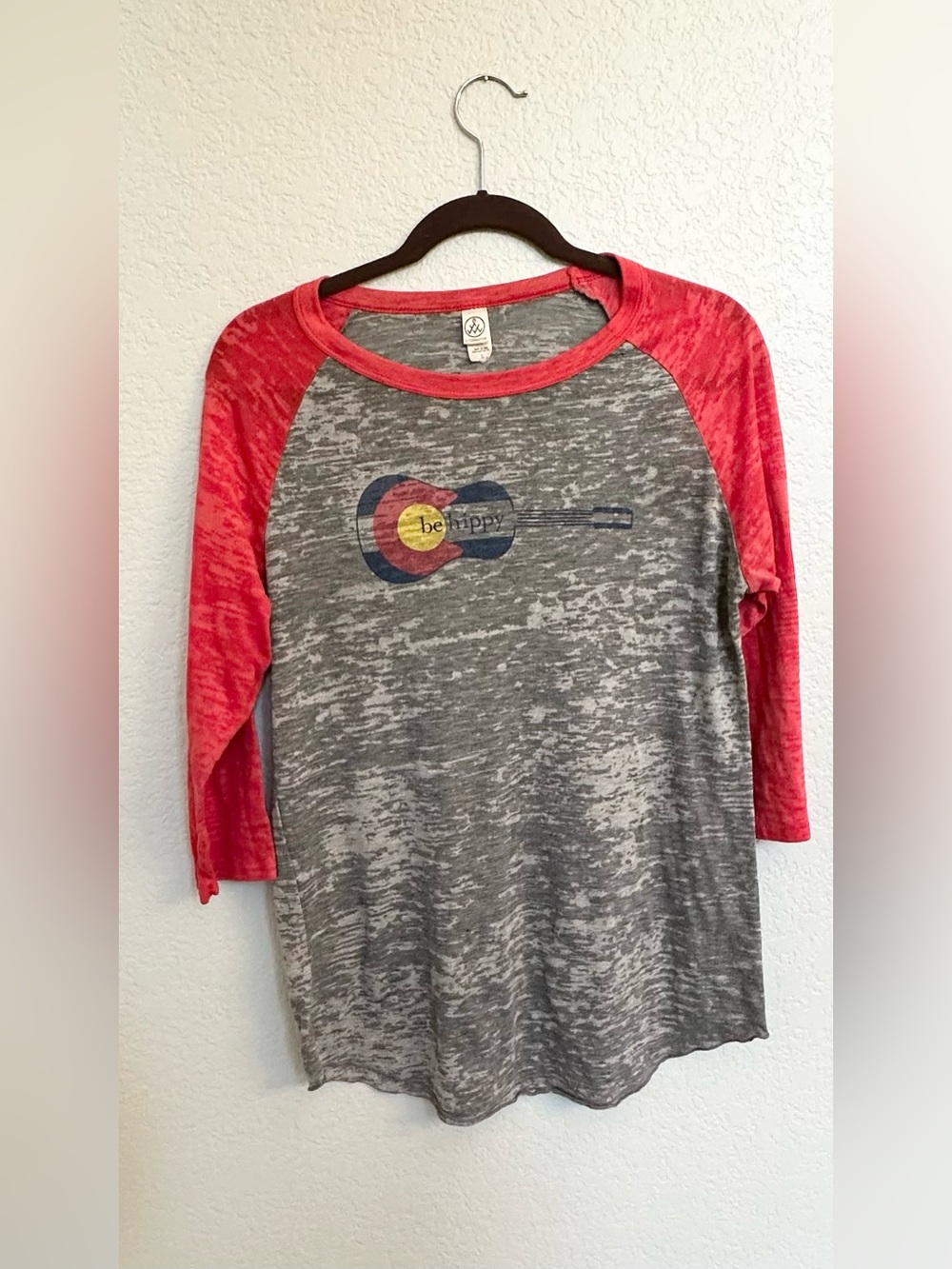Alternative Apparel Colorado Be Hippy Burnout Baseball Tee L
